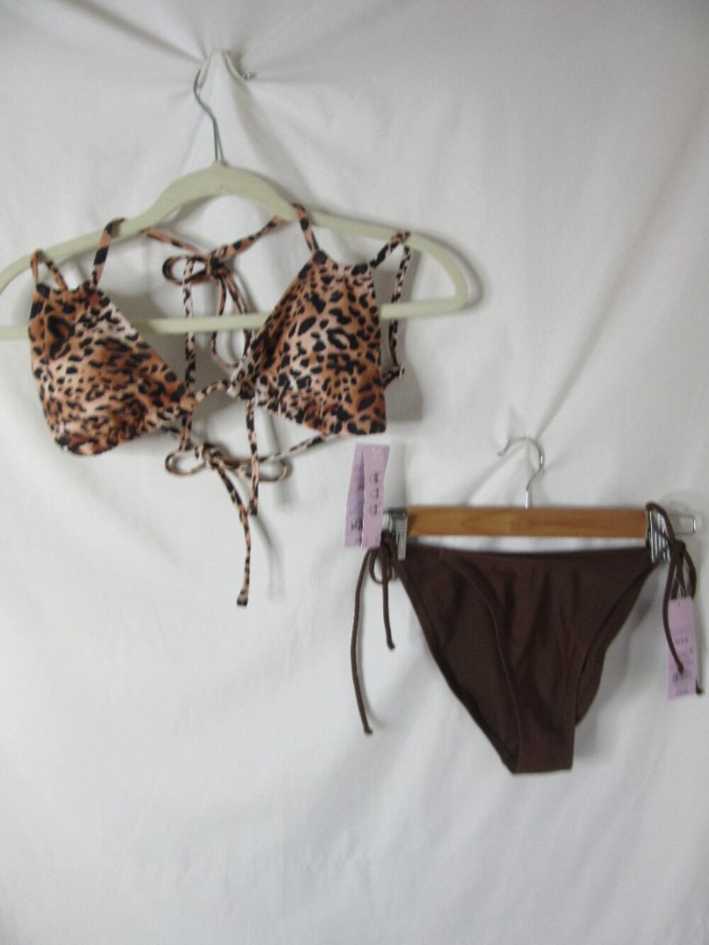 wild fable 2 Piece Bikini Cheetah Print Brown Beach Convertible Swim Size XS NWT